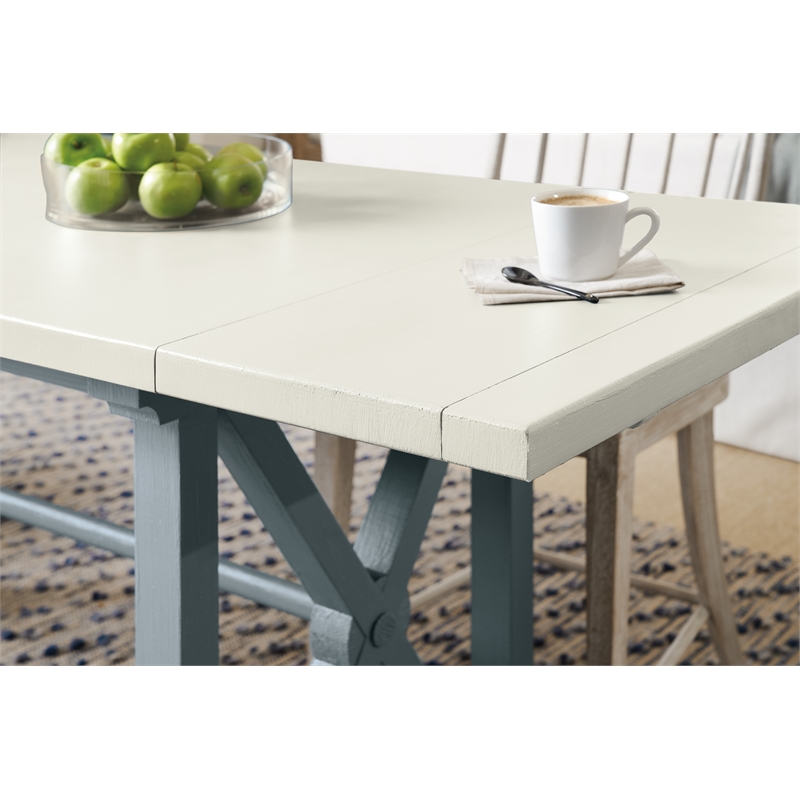 Bowery Hill Piers Counter Table with 2 Leaves in Blue Wood