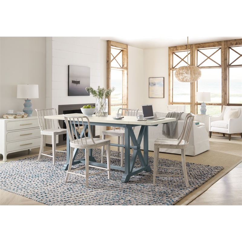 Bowery Hill Piers Counter Table with 2 Leaves in Blue Wood