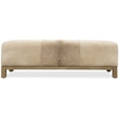 Bowery Hill Hair-On-Hide Leather Bench with Oak Base in Brown