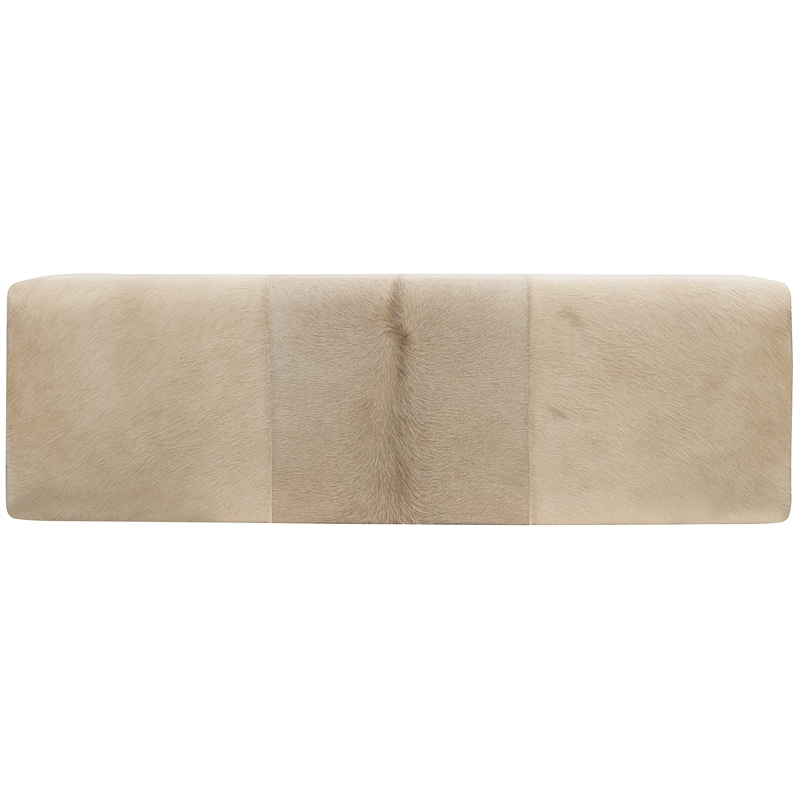Bowery Hill Hair-On-Hide Leather Bench with Oak Base in Brown