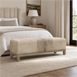 Bowery Hill Hair-On-Hide Leather Bench with Oak Base in Brown