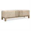 Bowery Hill Hair-On-Hide Leather Bench with Oak Base in Brown