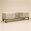Bowery Hill Hair-On-Hide Leather Bench with Oak Base in Brown