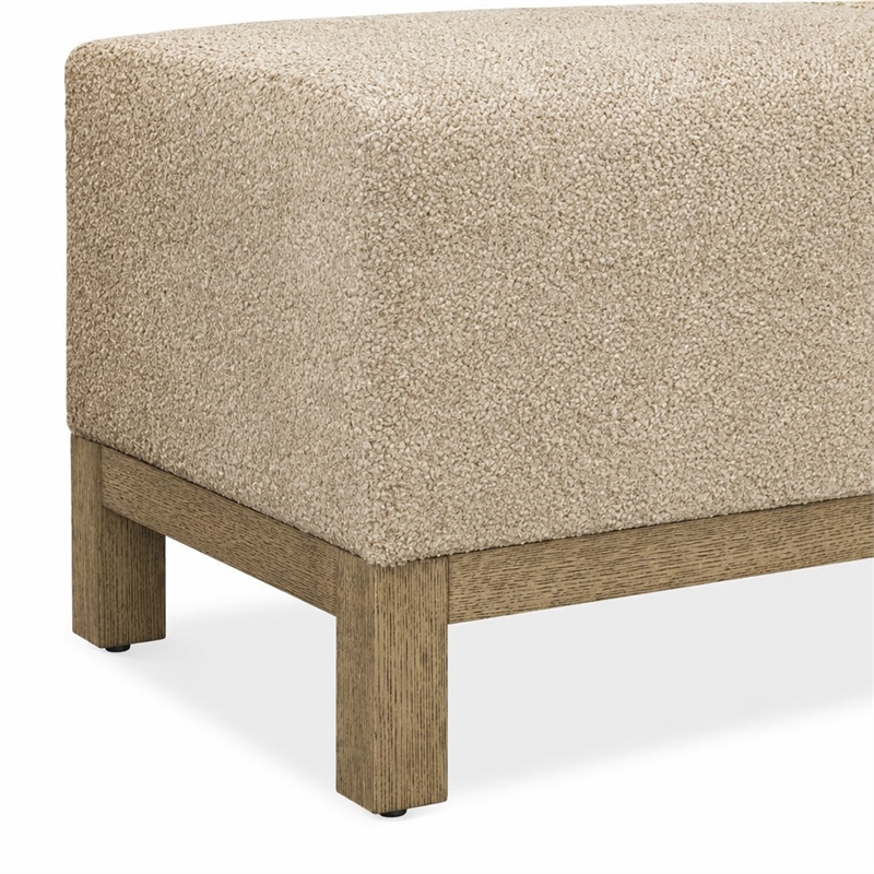 Bowery Hill Hair-On-Hide Leather Bench with Oak Base in Brown