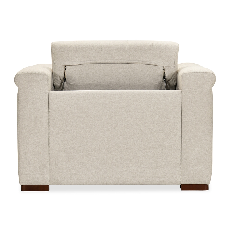 Bowery Hill Beige Fabric Power Recliner with Power Headrest