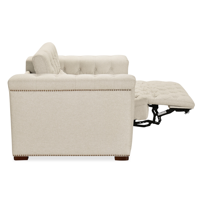 Bowery Hill Beige Fabric Power Recliner with Power Headrest
