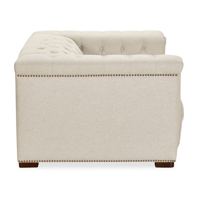 Bowery Hill Beige Fabric Power Recliner with Power Headrest