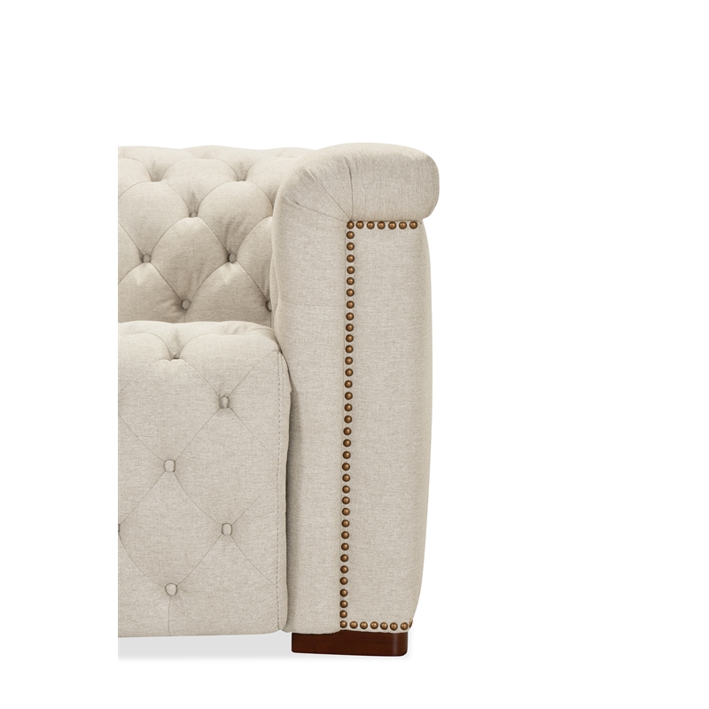 Bowery Hill Beige Fabric Power Recliner with Power Headrest