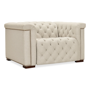Bowery Hill Beige Fabric Power Recliner with Power Headrest