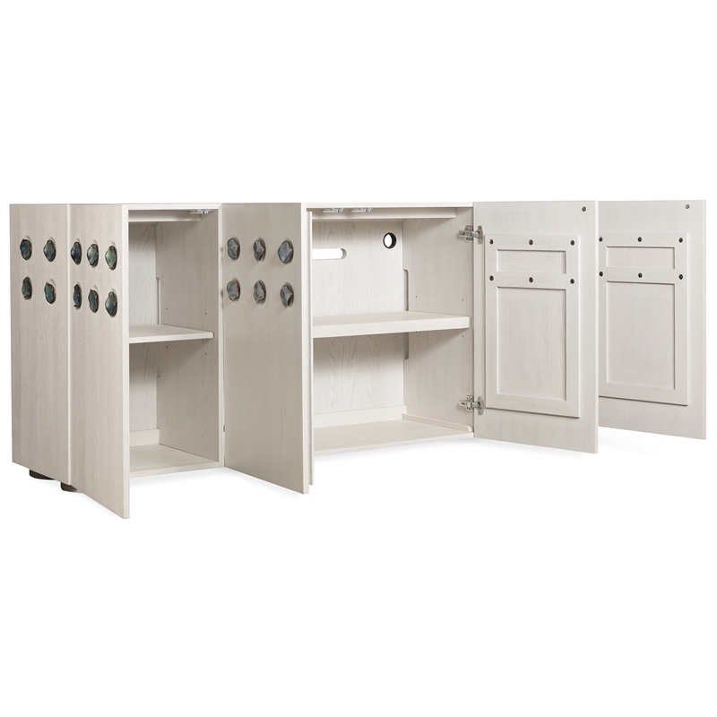 Bowery Hill Pilea Entertainment Credenza with Ceramic Hardware in Cream