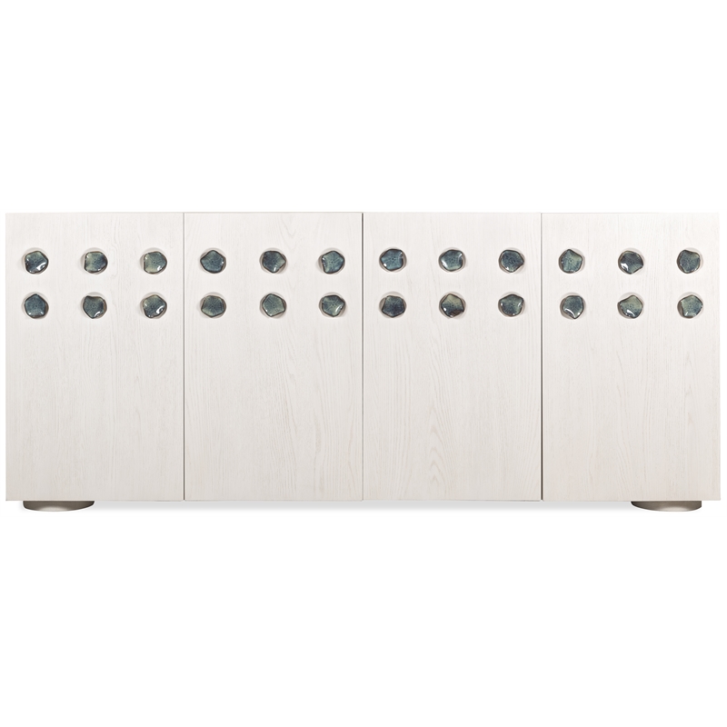 Bowery Hill Pilea Entertainment Credenza with Ceramic Hardware in Cream