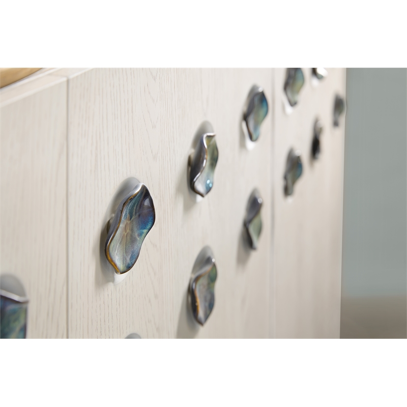Bowery Hill Pilea Entertainment Credenza with Ceramic Hardware in Cream
