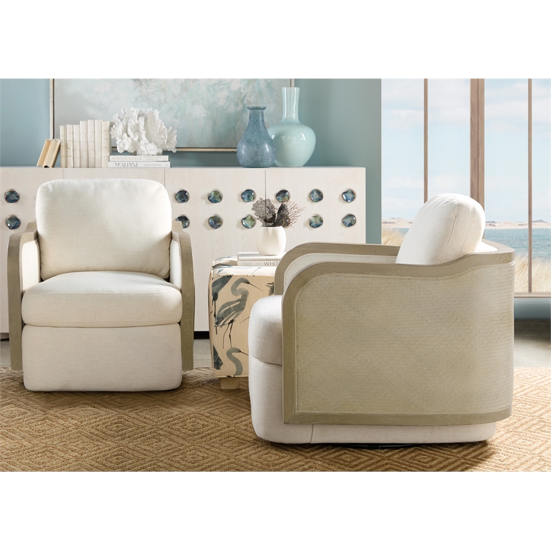 Bowery Hill Pilea Entertainment Credenza with Ceramic Hardware in Cream