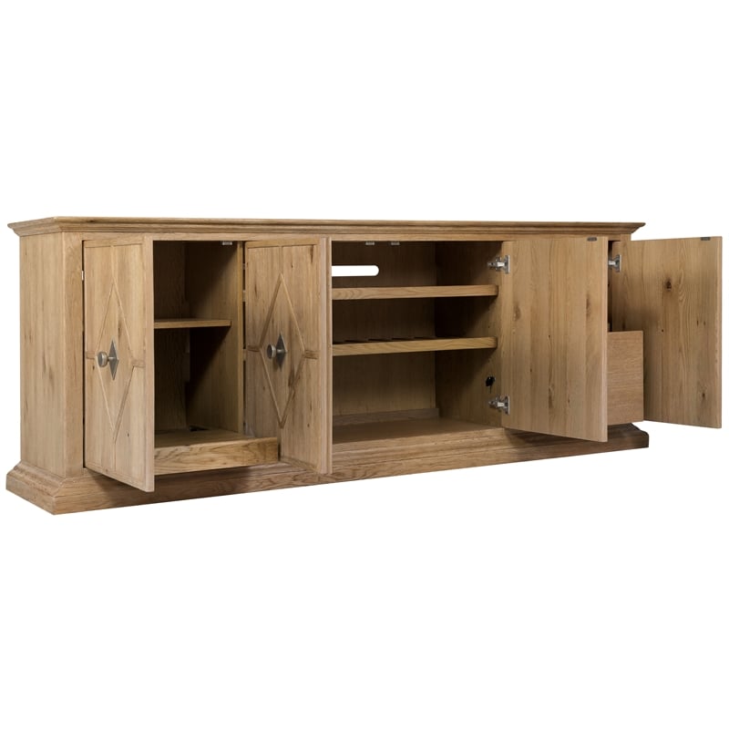 Bowery Hill Diamond-Front Credenza with Wine Storage in Light Brown