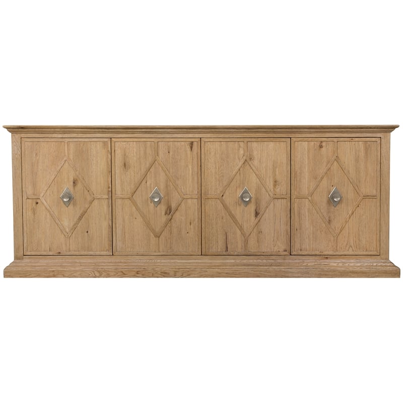 Bowery Hill Diamond-Front Credenza with Wine Storage in Light Brown
