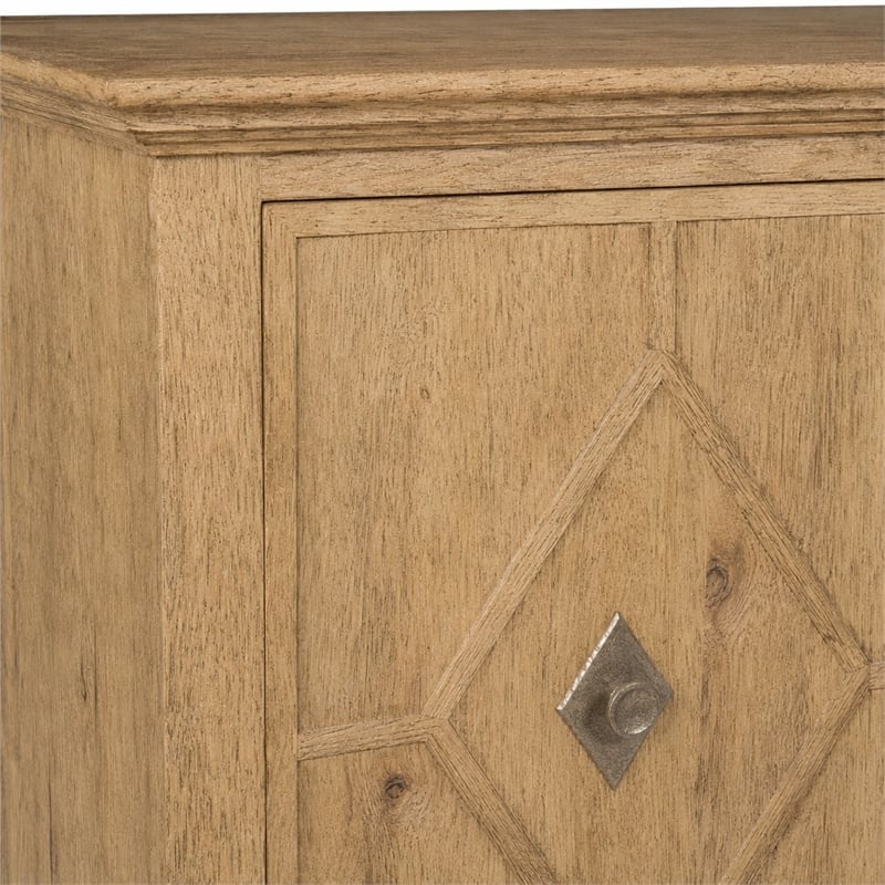 Bowery Hill Diamond-Front Credenza with Wine Storage in Light Brown