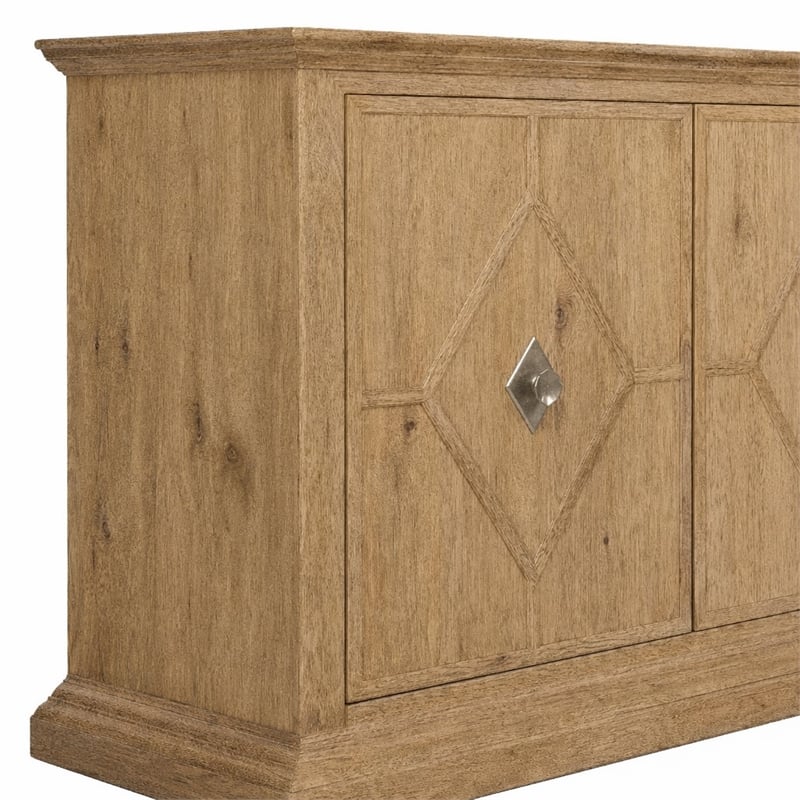 Bowery Hill Diamond-Front Credenza with Wine Storage in Light Brown