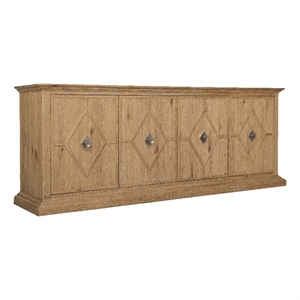 Bowery Hill Diamond-Front Credenza with Wine Storage in Light Brown
