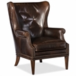 Bowery Hill Maya Brown Leather Wing Accent Chair with Nailhead Trim