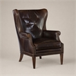 Bowery Hill Maya Brown Leather Wing Accent Chair with Nailhead Trim