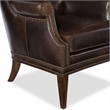 Bowery Hill Maya Brown Leather Wing Accent Chair with Nailhead Trim