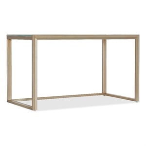 Bowery Hill Gold Glass Writing Desk with Floral Design 52&quot x 28&quot x 30.25&quot
