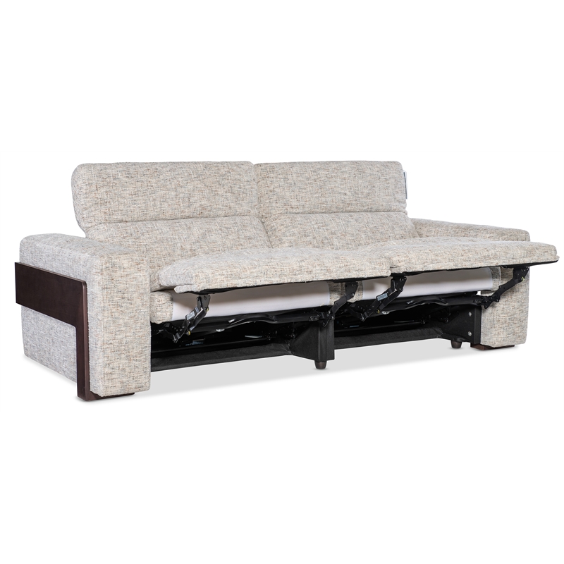 Bowery Hill Atlas Power Sofa with Cream Fabric and Recline