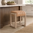 Bowery Hill Counter Stool in Brown Leather with Brass Footrest