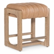 Bowery Hill Counter Stool in Brown Leather with Brass Footrest