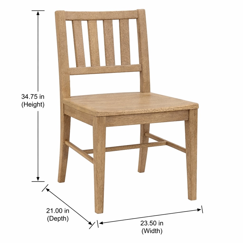 Bowery Hill Driftwood Side Chair in Light Brown Slat-Back Design