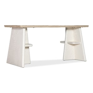 Bowery Hill Effie Writing Table Cream Wood Finish with Carved Pedestals