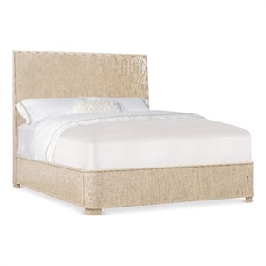 Bowery Hill Queen Panel Bed in Natural Wood Finish with Curved Low Footboard