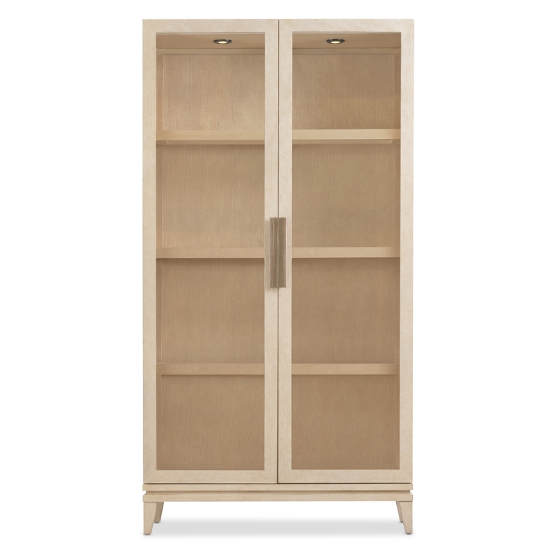Bowery Hill Display Cabinet with LED Lighting Natural Wood and Glass