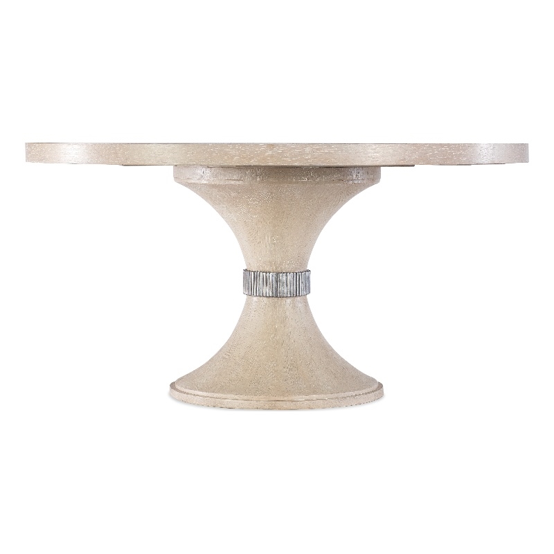 Bowery Hill Nouveau Chic Round Pedestal Dining Table in Sandstone Finish