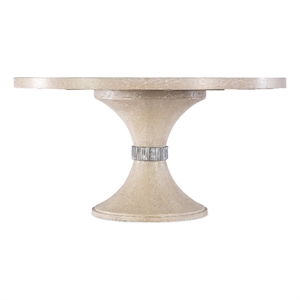 Bowery Hill Nouveau Chic Round Pedestal Dining Table in Sandstone Finish
