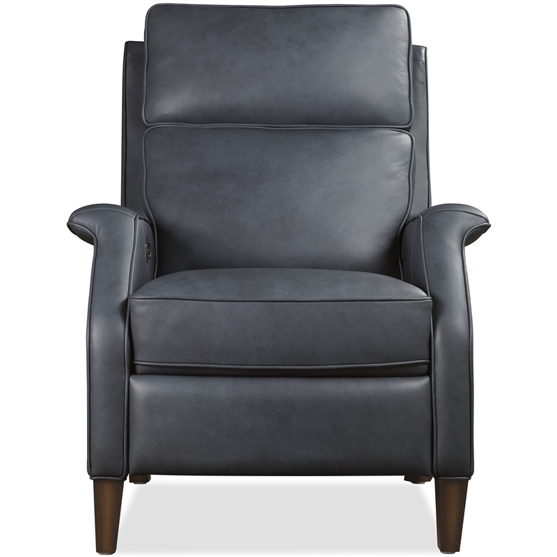 Bowery Hill Wrenn Power Recliner with USB Charging in Blue Leather