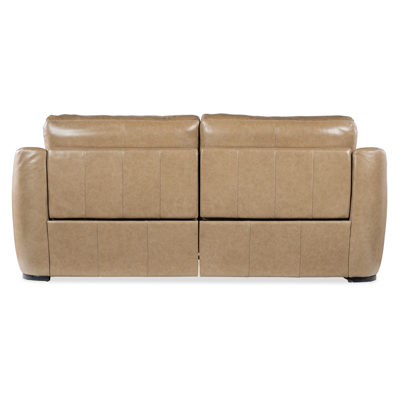 Bowery Hill Power Sofa in Brown Leather with Adjustable Headrests