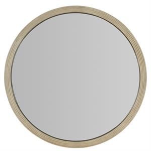 Bowery Hill Round Reeded Trim Bedroom Wall Mirror in Terrain Taupe