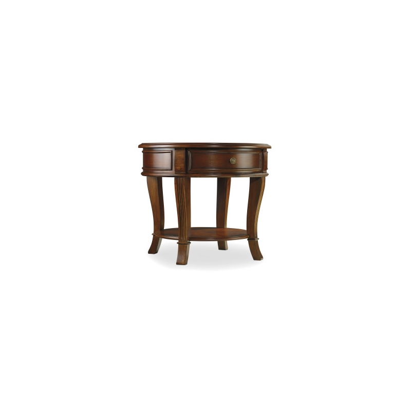 Bowery Hill Round Lamp Table with 1 Drawer in Distressed Clear Cherry
