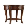 Bowery Hill Round Lamp Table with 1 Drawer in Distressed Clear Cherry
