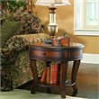 Bowery Hill Round Lamp Table with 1 Drawer in Distressed Clear Cherry