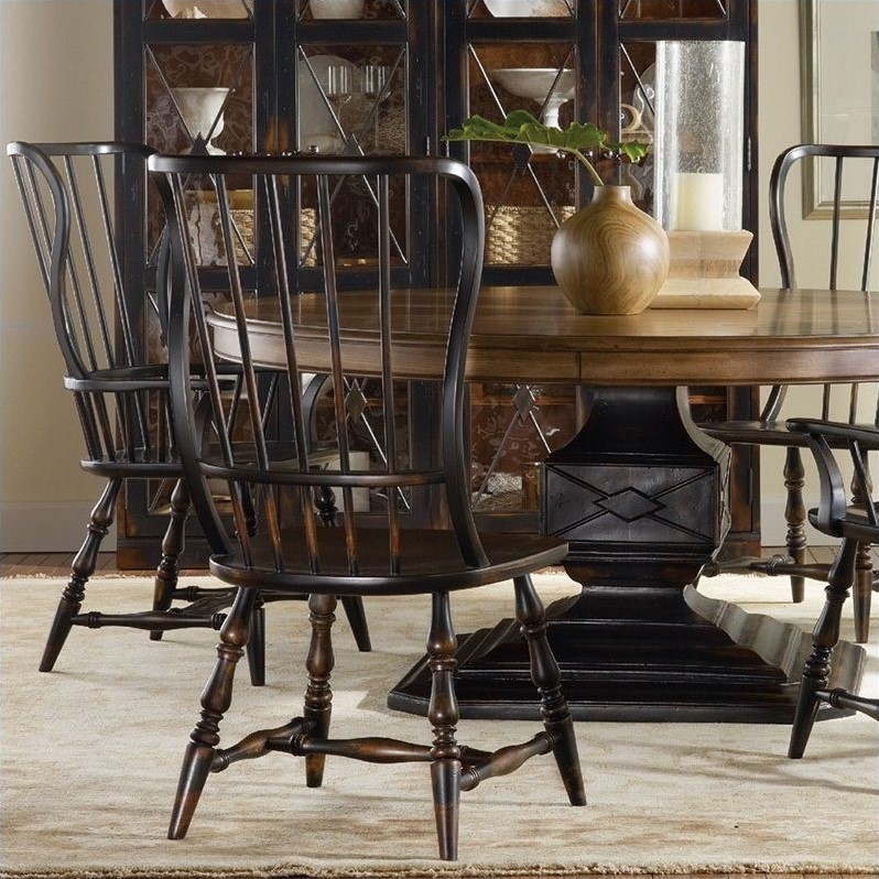 Bowery Hill Spindle Style Hardwood Dining Chair in Ebony Finish