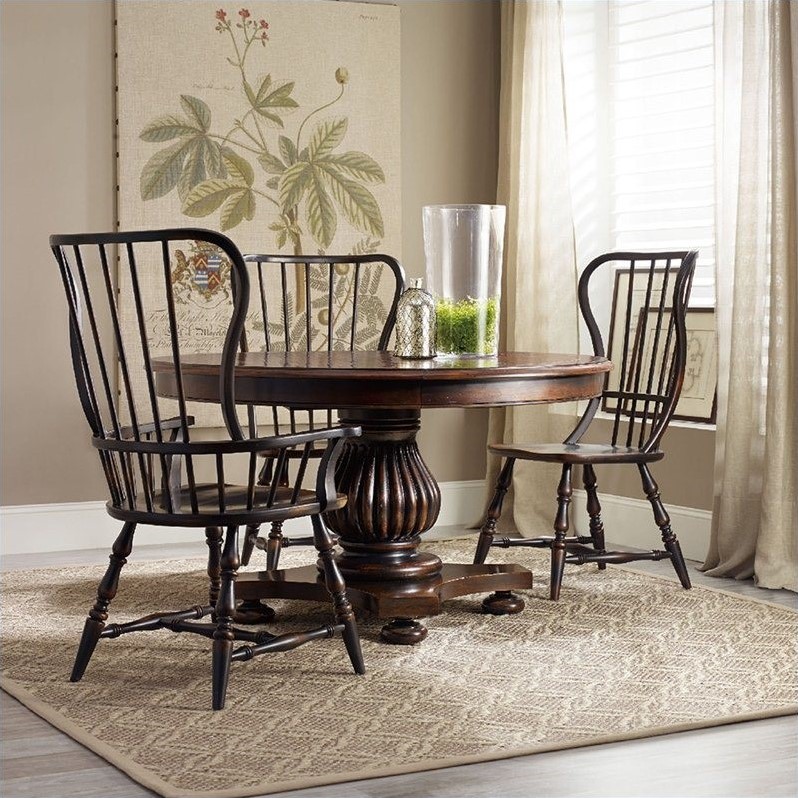 Bowery Hill Spindle Style Hardwood Dining Chair in Ebony Finish