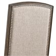 Bowery Hill Embroidered Arm Dining Chair in Rustic Walnut with Ecru Seat