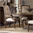 Bowery Hill Embroidered Arm Dining Chair in Rustic Walnut with Ecru Seat