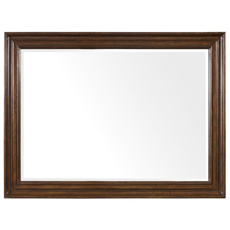 Bowery Hill Traditional Landscape Mirror in Mahogany Veneer Finish