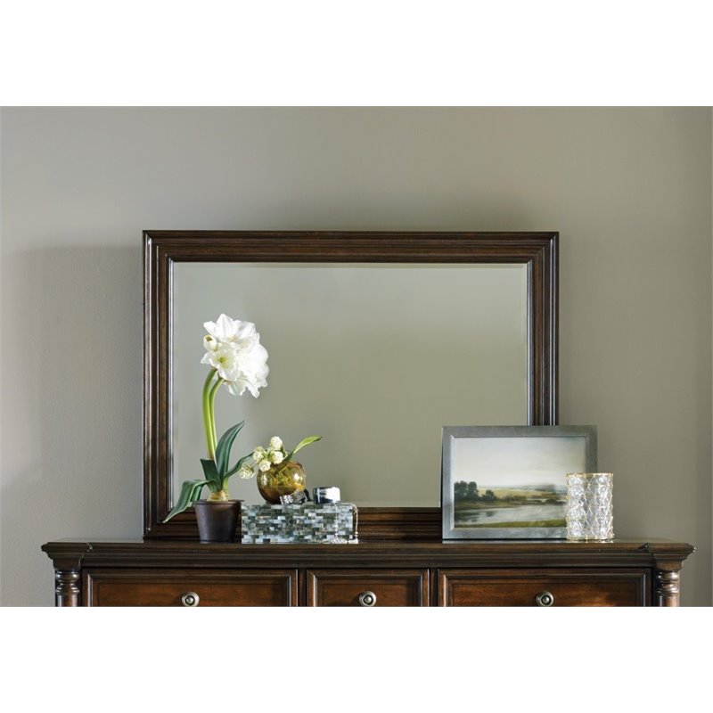 Bowery Hill Traditional Landscape Mirror in Mahogany Veneer Finish