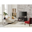 Bowery Hill Modern Round End Table in Distressed Black and Brushed Pewter