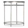 Bowery Hill Modern Round End Table in Distressed Black and Brushed Pewter