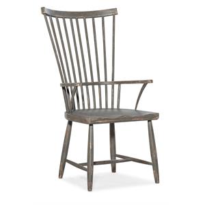 Bowery Hill Windsor Spindle Back Dining Arm Chair in Pottery Dark Gray